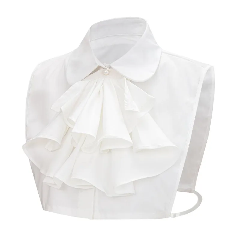 Colarinho Falso Em Estilo Vitoriano, Chiffon Com Babados Para Mulheres E Meninas