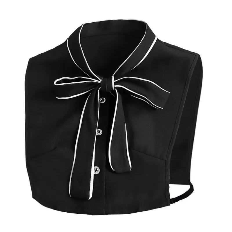 Gola Falsa, Gola Removível, Chiffon Preto Feminino Com Gravata Borboleta
