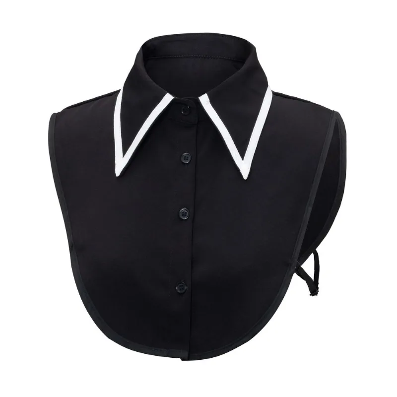 Gola De Blusa Preta Clássica Para Mulheres, Renda Falsa, Removível