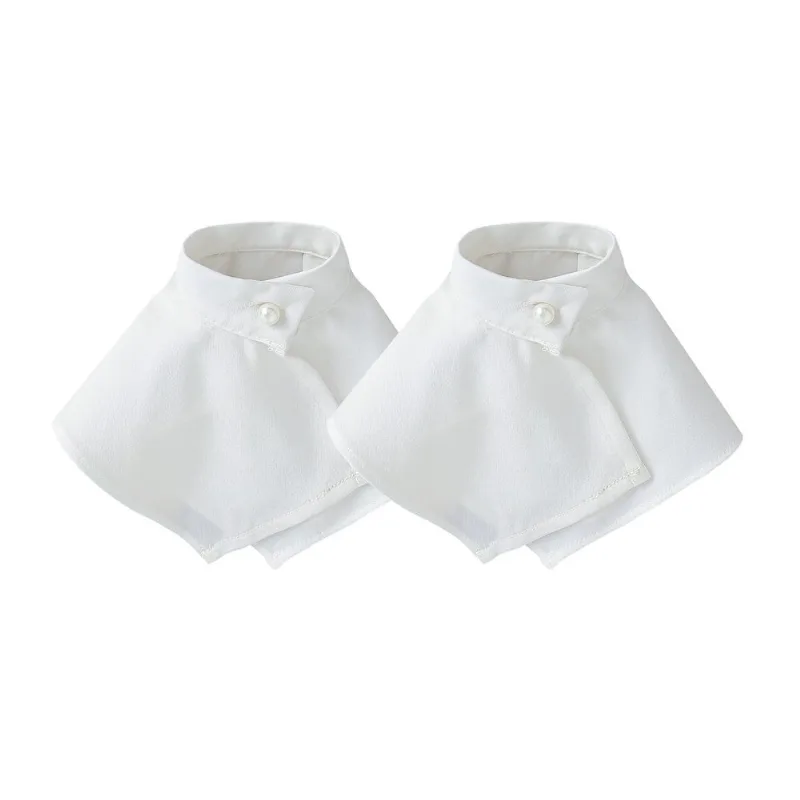 Gola De Blusa Chique, Abotoada, Removível, De Algodão Branco Falso