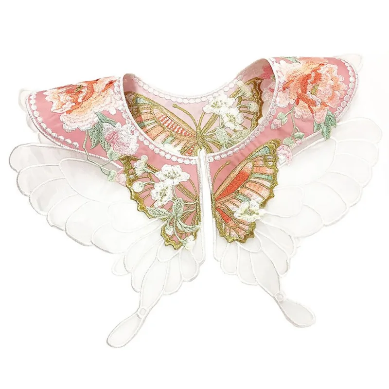 Gola De Blusa, Bordado Requintado, Borboleta E Design Floral