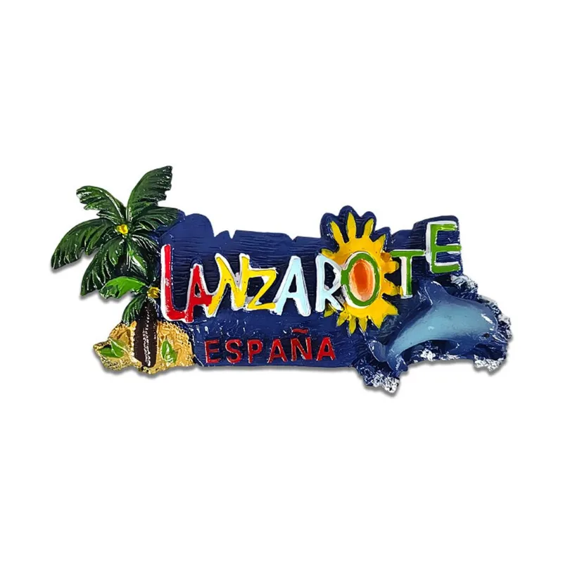 Ímã De Geladeira Lanzarote, Espanha, Resina 3d Colorida, 11x5,5 Cm