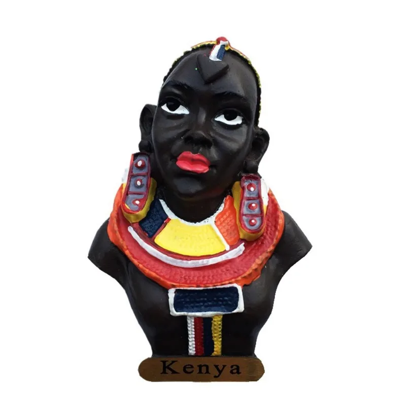 Ímã De Geladeira Resina Artesanal 3d Para Mulher Tribal Queniana
