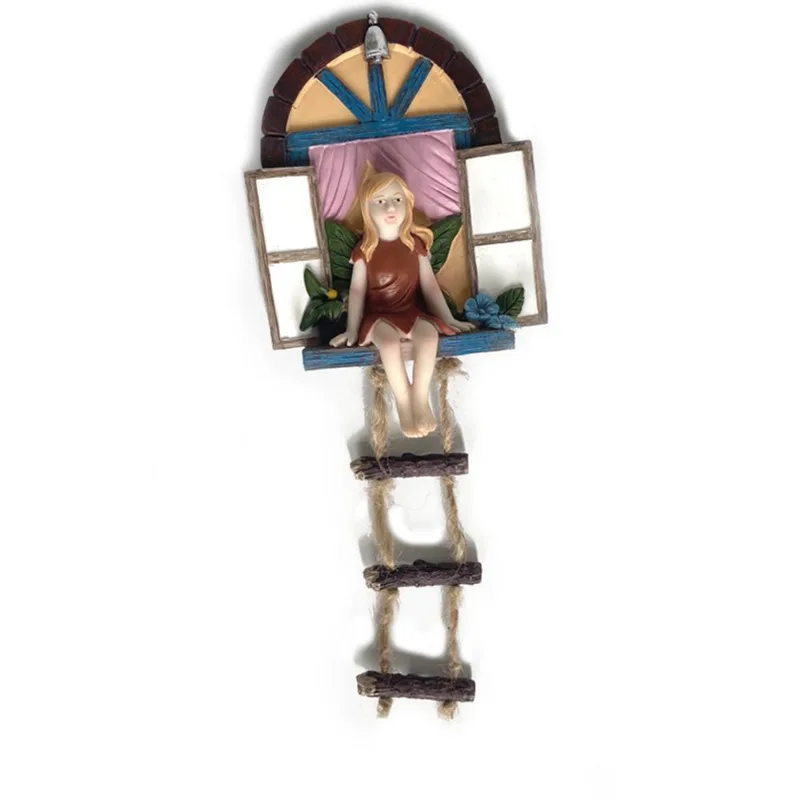 Escultura: Estátua, Fada, Corda De Escalada, Resina, 26,5 Cm, Pendurada