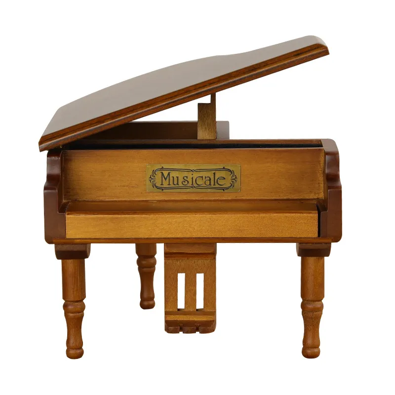Caixa De Música: Piano De Cauda De Madeira Castle In The Sky Melody