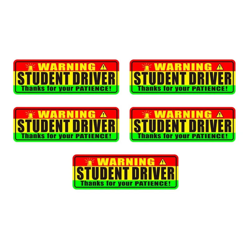 Adesivo De 5 Unidades/lote Warning Student Driver 24 X 8 Cm - Pacote Com 5