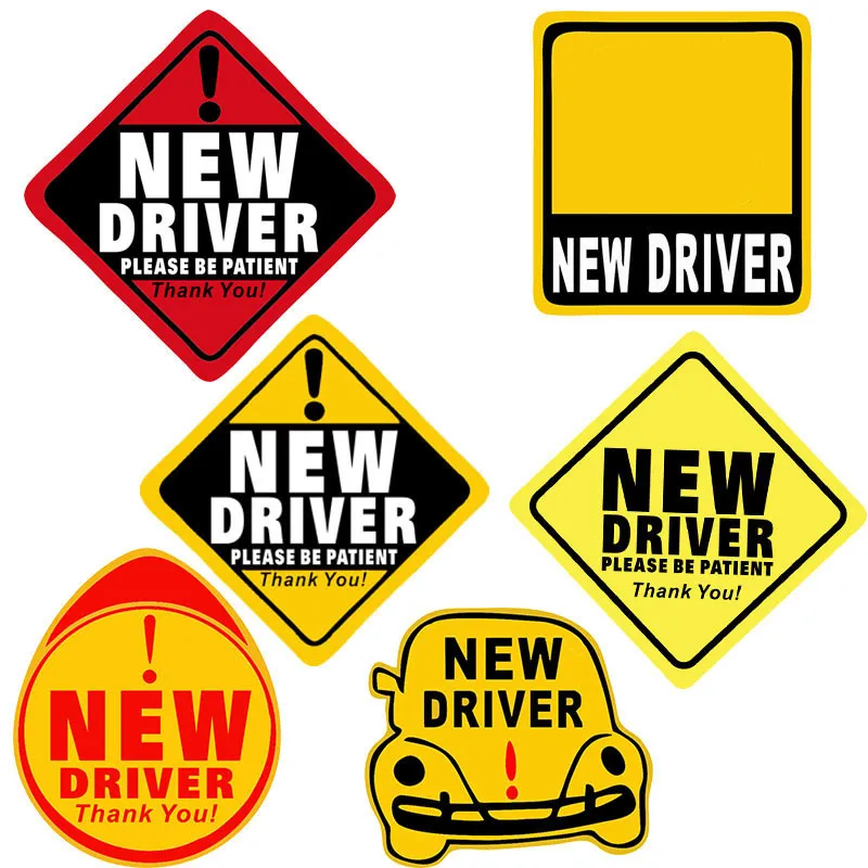 Adesivos Para Carros New Driver Warning 6 Unidades/lote Autoadesivos