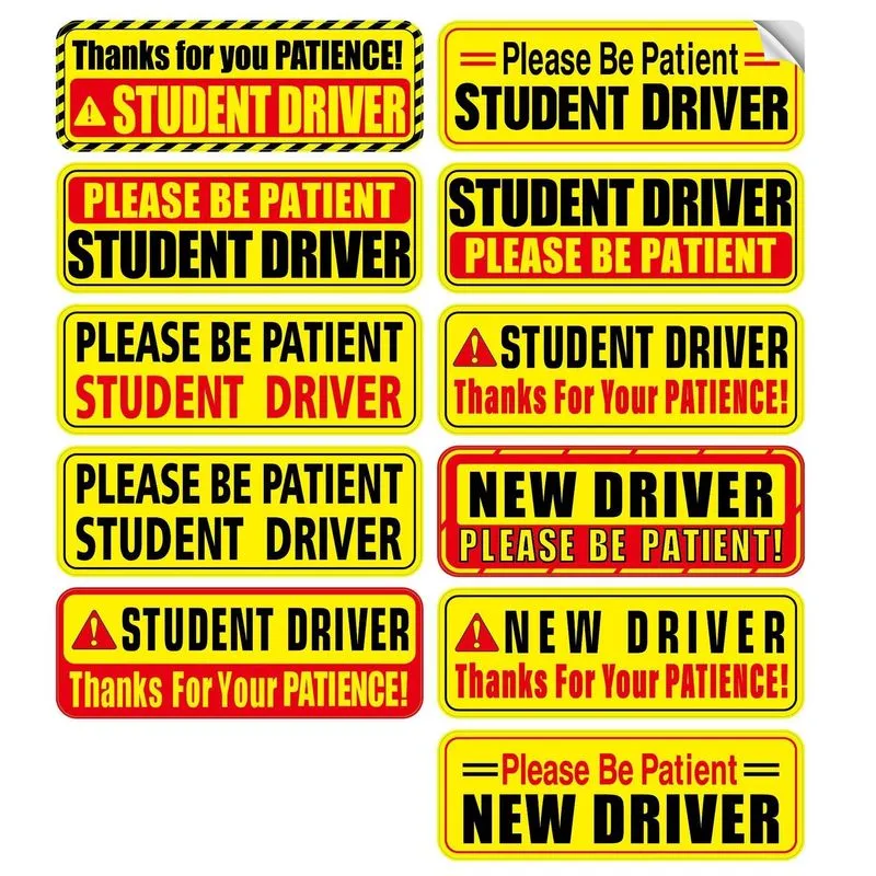 Adesivos De Carro Student Driver New Driver Pvc 20x7cm 11 Unidades