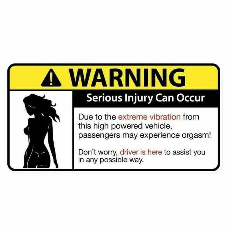 Adesivo Warning Extreme Vibration Funny, 10 Unidades De Pvc, 15 X 6,7 Cm