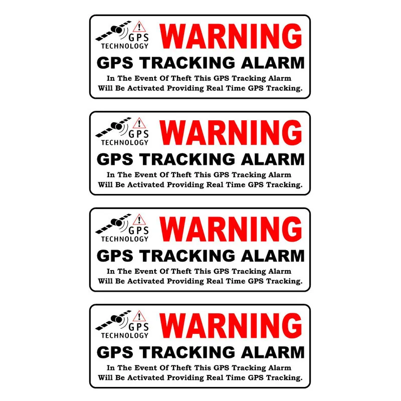 Adesivo De Aviso De Alarme De Rastreamento Gps, 4 Peças, Autoadesivo