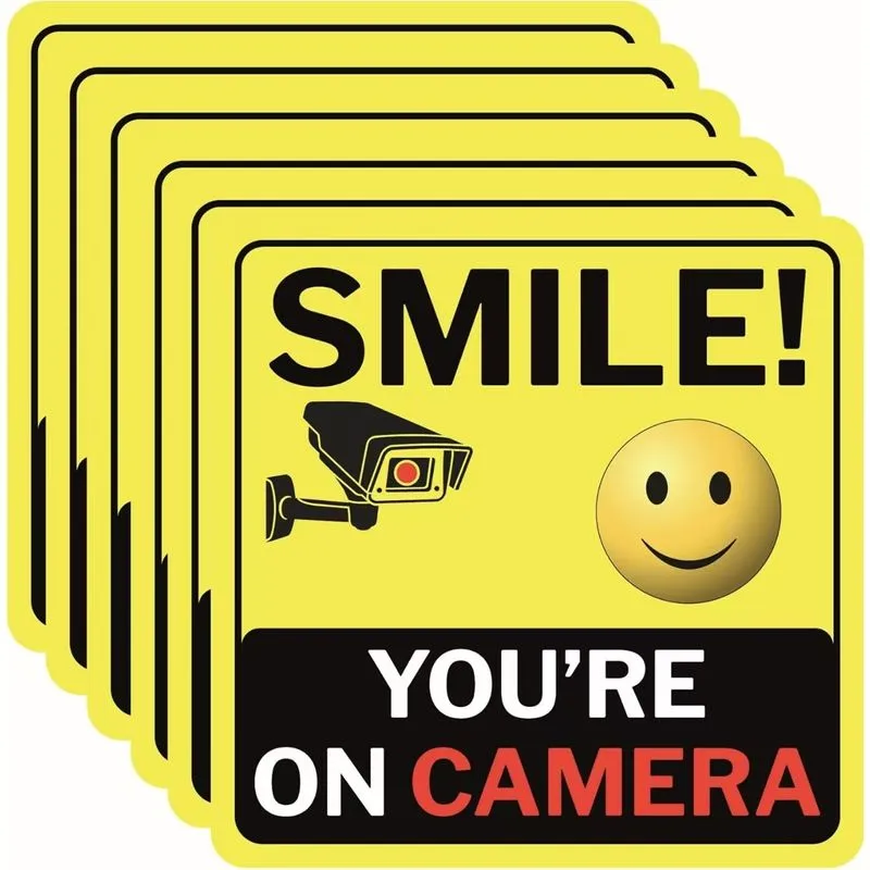 Adesivo Smile You're On Camera Warning 30 Unidades De Pvc 15x15cm