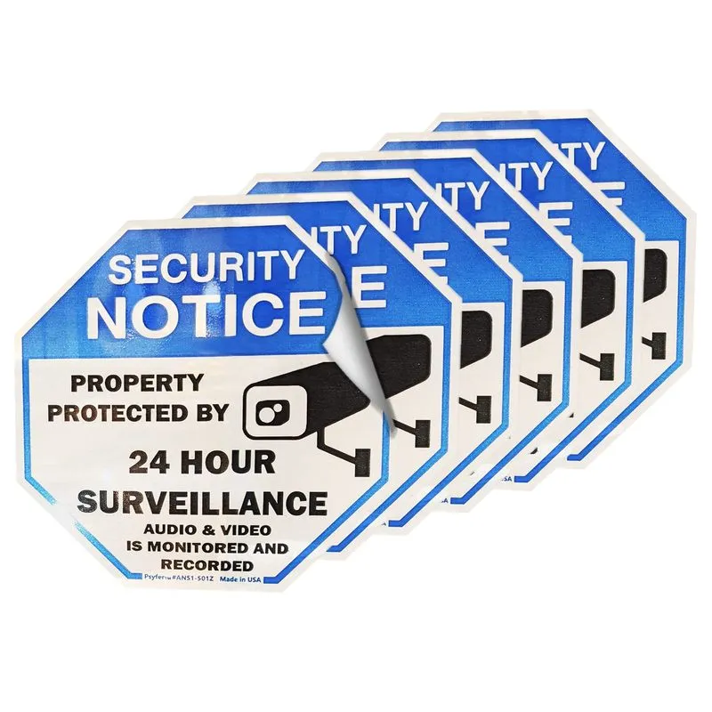 Adesivo De Segurança De Vigilância 24 Horas, 20 Unidades De Pvc 11x11cm