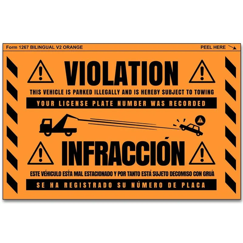 Adesivo De Aviso De Violação De Reboque, 20 Unidades/lote, Pvc Bilíngue