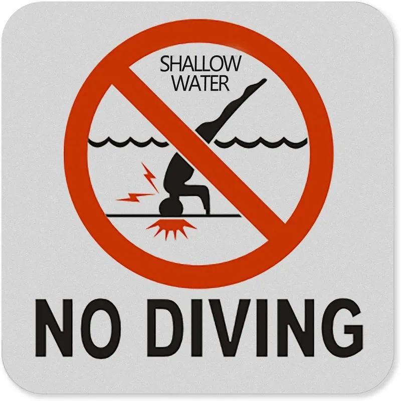 Adesivo No Diving - Água Rasa, 10 Unidades/lote, 15 X 15 Cm, Pvc