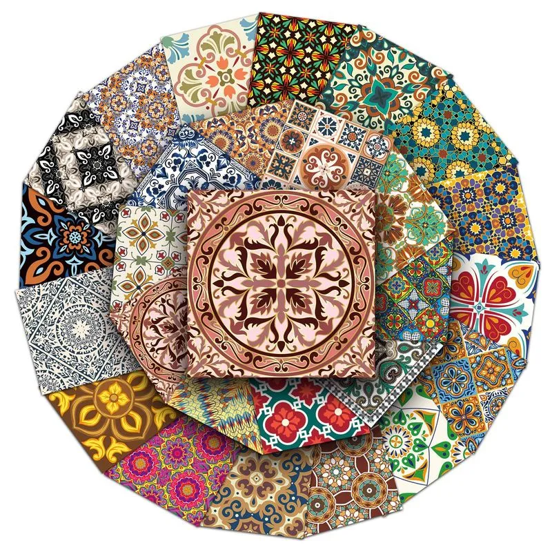 Adesivos De Azulejos Coloridos Retrô De Vinil À Prova D'água 50 Unidades/lote