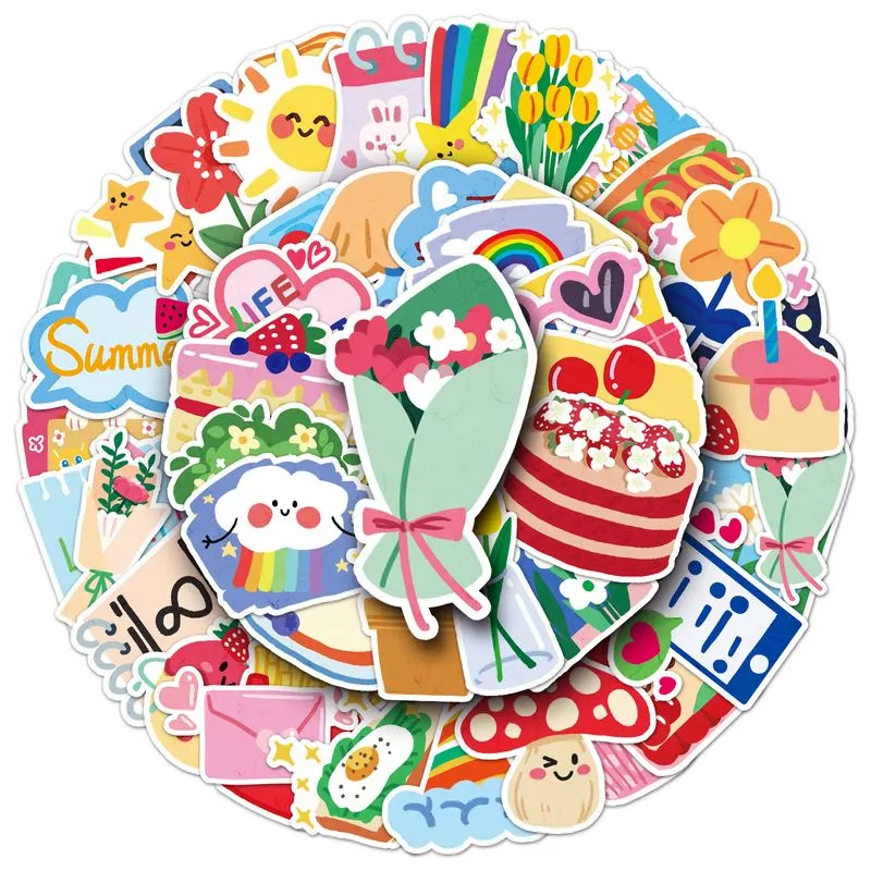 Adesivos Cream Ins Flower Cake Impermeáveis Para Decoração