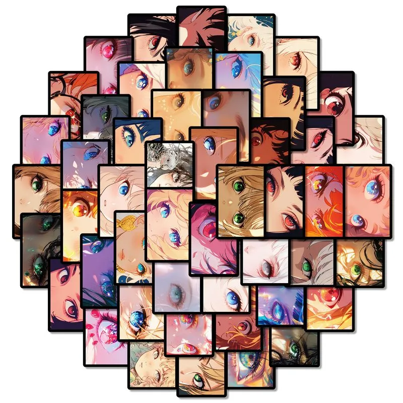 Adesivos 2d Anime Character Eye, Vinil Impermeável (50 Unidades)