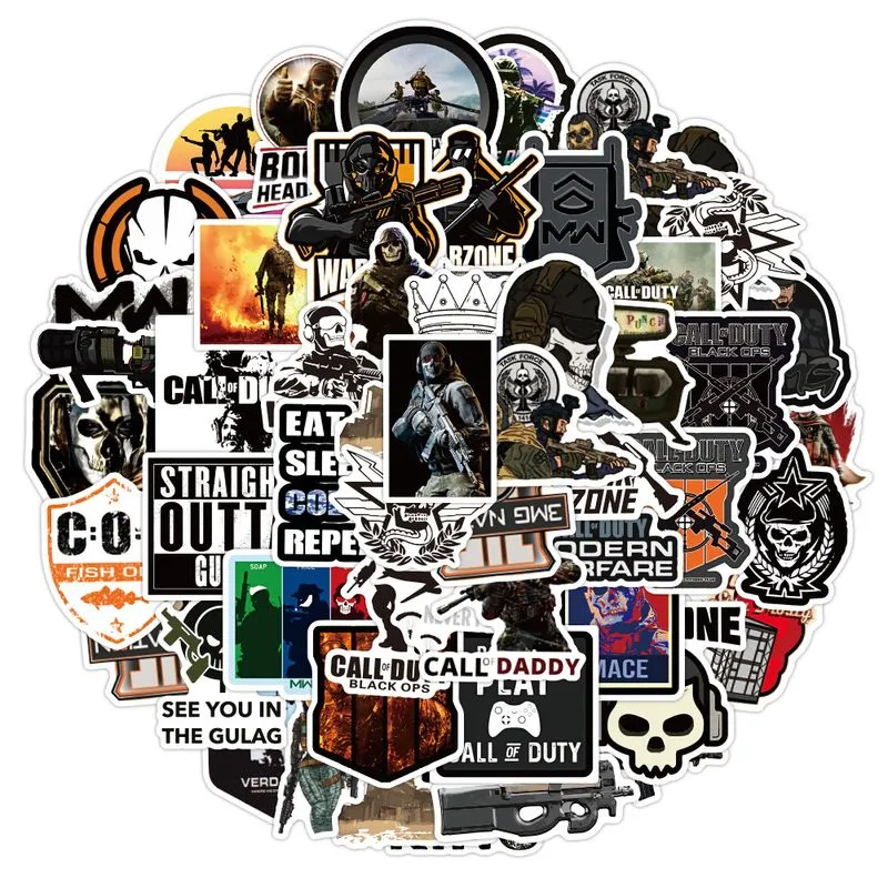 Pacote De Adesivos Calls Of Dutys, Anime, Vinil Impermeável, 50 Unidades