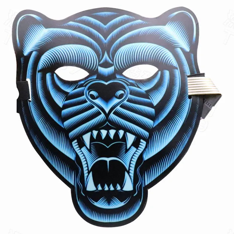 Máscara Facial Completa Cosplay Costume Sound Control Led Tiger