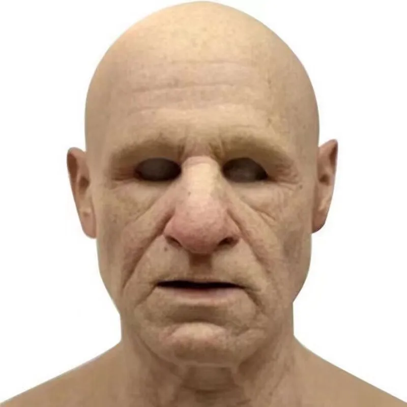 Máscara, Chapelaria De Látex, Adereços De Cosplay Para Homem Velho Com Cabeça Nua