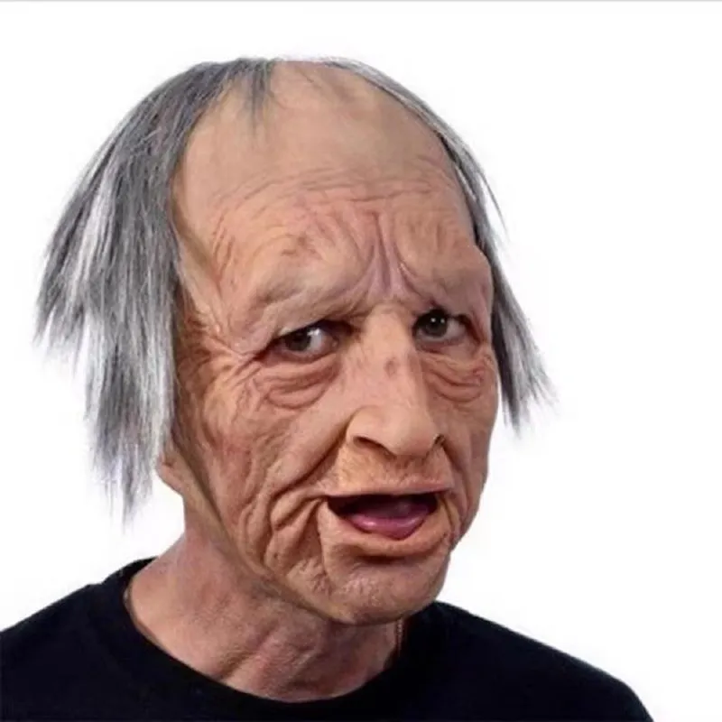 Cosplay Latex Headgear Grandpa Máscara Com Cabelo 300g