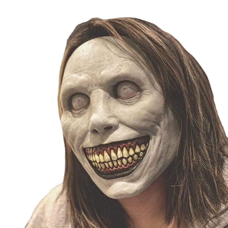 Máscara Facial Completa De Látex Cosplay Devil Smile Com Cabelo 300g