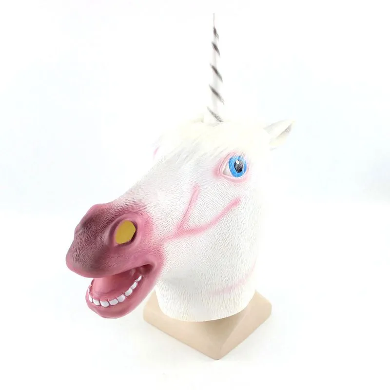 Máscara De Capacete De Látex De Unicórnio Para Rosto Inteiro Para Cosplay De Festa