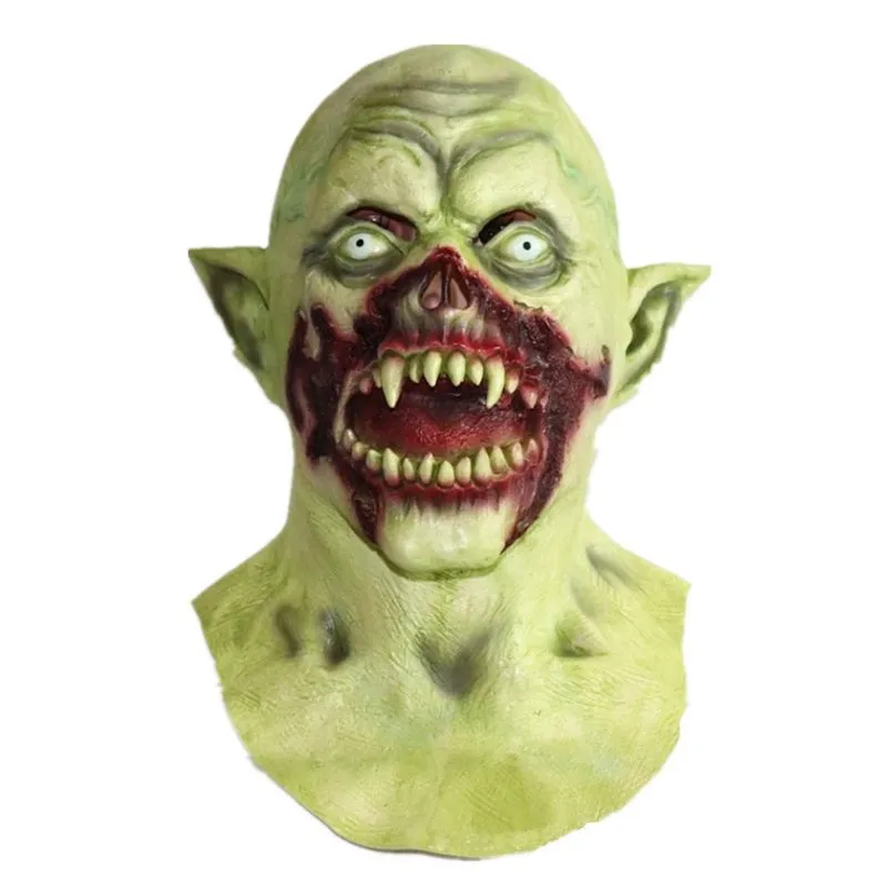 Máscara Facial Completa De Látex Cosplay Vampire Headgear Verde