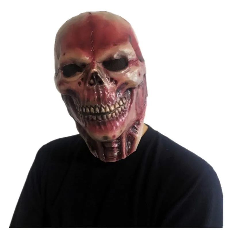 Mask Bloody Skeleton Headgear Latex Warrior Cosplay Traje