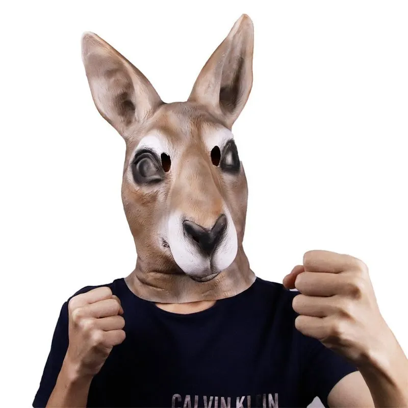 Headgear Party Latex Máscara Facial Completa Animal Cosplay Kangaroo