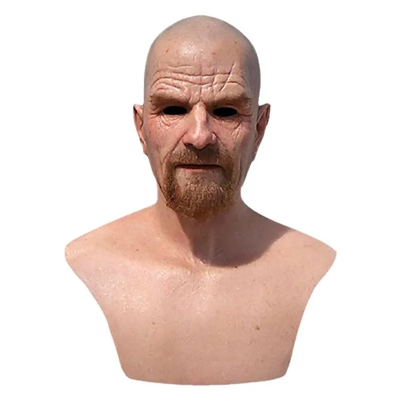 Máscara De Cosplay Breaking Bad Old White Bald Beard Old Man