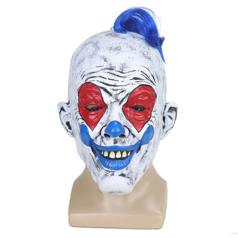 Máscara Halloween Punk Clown Cosplay Latex Blue Hair C