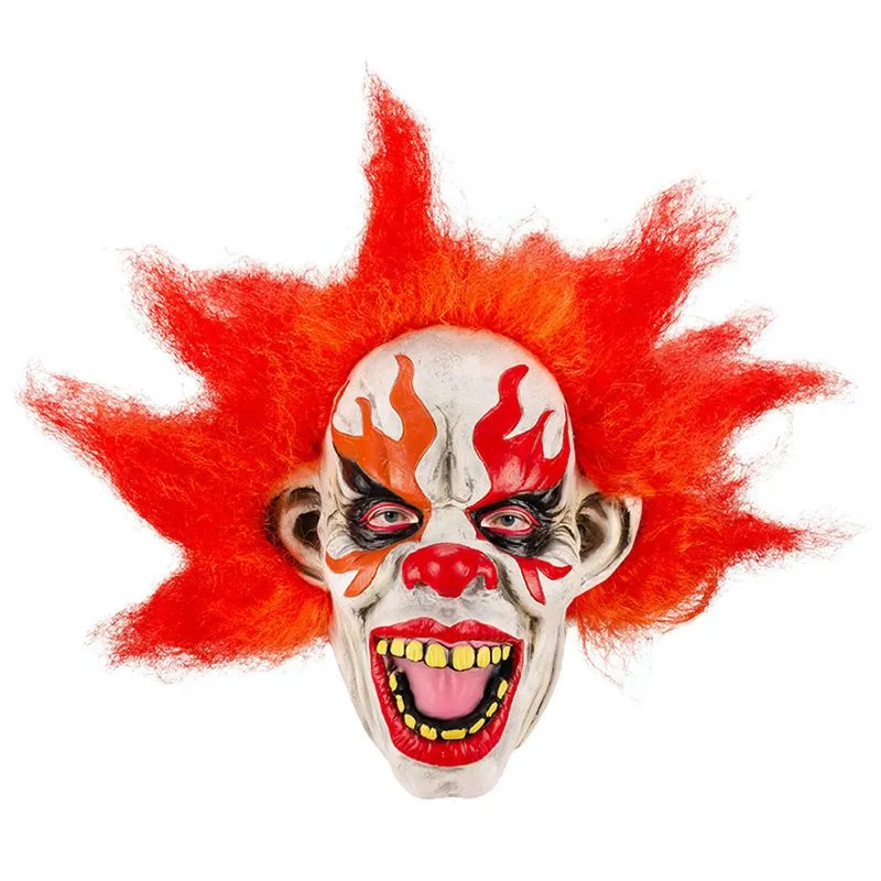 Máscara Red Hair Ghost Latex Hood Clown Cos Props Para Halloween