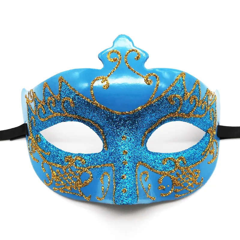 Máscara De Cosplay Com Capa De Meia Face De Plástico Azul Para Halloween