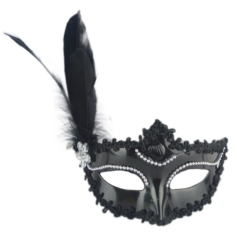 Máscara Infantil Princess Feather Cosplay Party Plastic Half Face