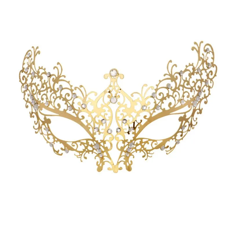 Máscara De Cosplay Dourada Com Strass, Capa De Meia Face De Metal Para Festas