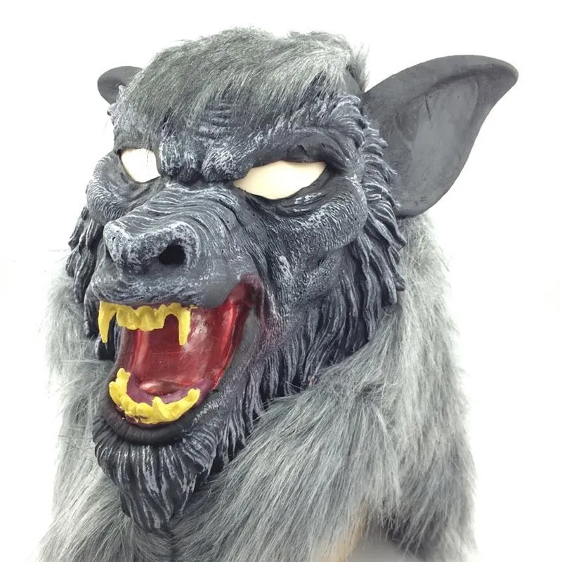 Máscara De Cosplay Simulada De Látex Com Cabeça De Lobo Sobre Cabeça De Halloween
