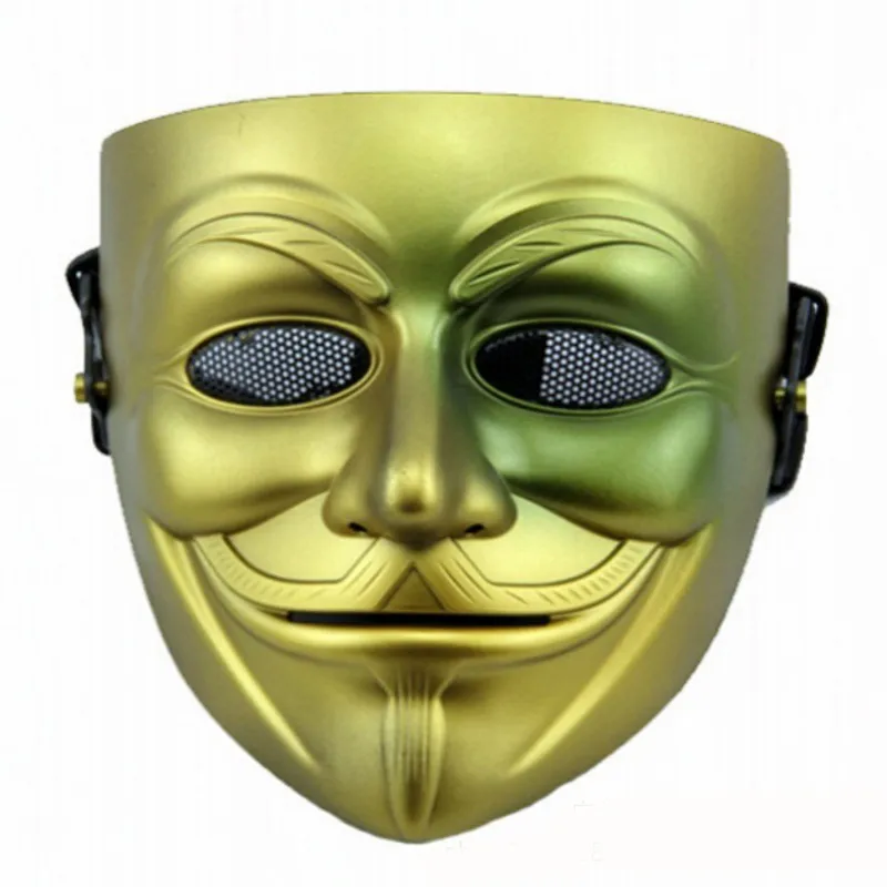 Máscara De Cosplay V Vendettas, Decoração De Halloween Em Plástico Dourado