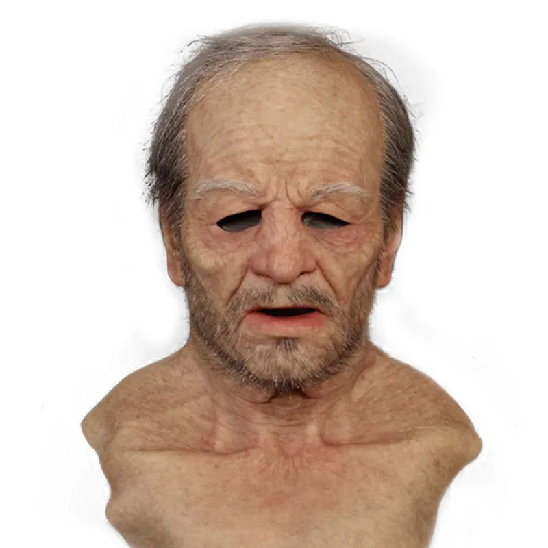 Máscara De Látex Para Adereços De Cosplay De Halloween Para Homem Velho Com Cabelo