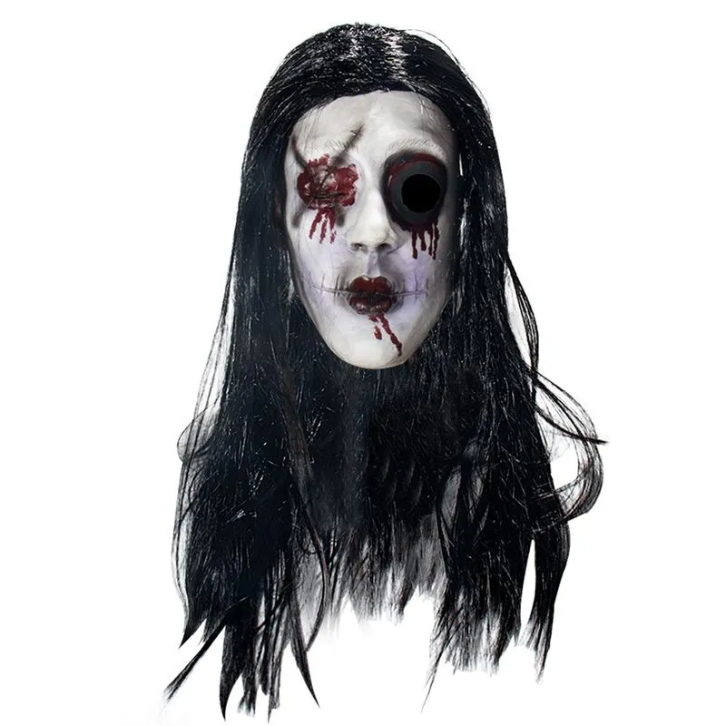 Máscara De Cosplay Para Cabelos Compridos, Cicatrizes Assustadoras, Fantasmas, Capa Suspensa De Látex