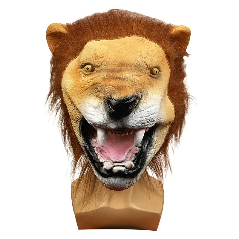 Máscara De Látex Halloween Cosplay Props Horror Lion Hood