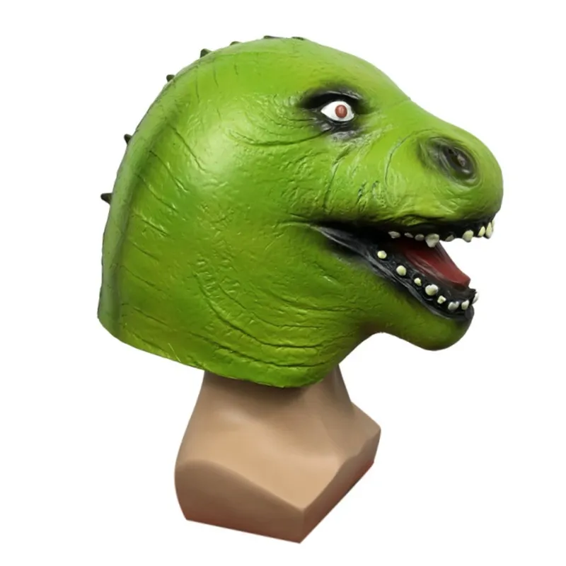 Adereços De Cosplay De Halloween, Linda Máscara De Látex Com Capuz De Dinossauro