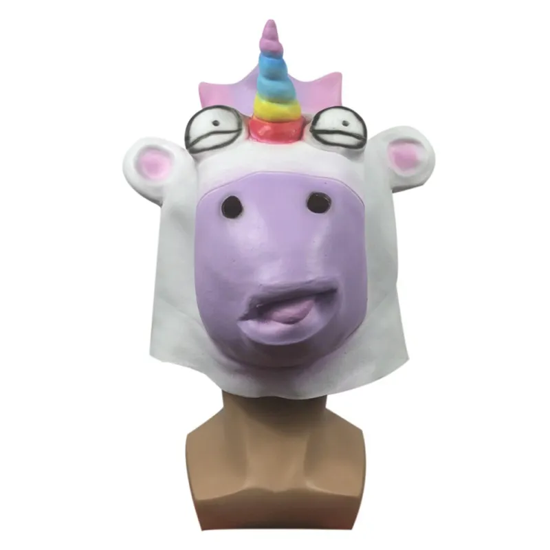 Máscara De Cosplay Funny Unicorn Latex Overhead Festa De Halloween
