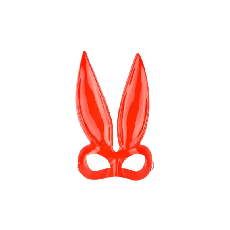 Máscara Decorativa De Halloween Com Meia Cara De Coelho Vermelho Para Adulto