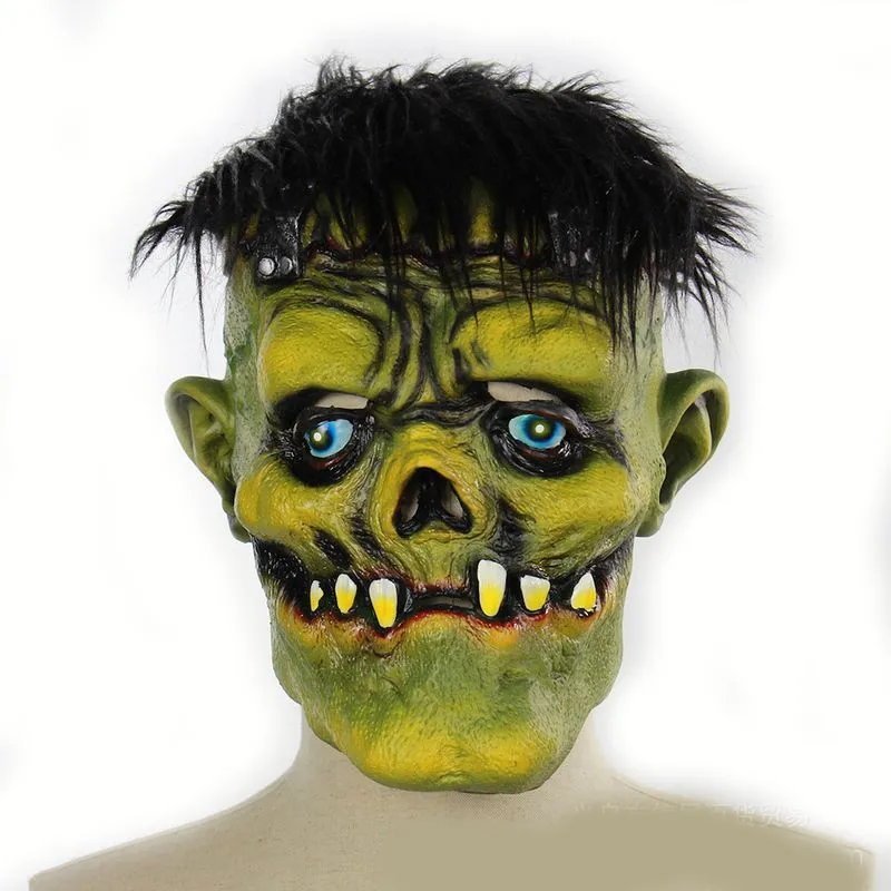Máscara Green Face Monster Latex Face Full Face Halloween Cosplay