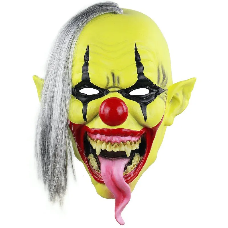 Máscara De Látex De Palhaço, Capa Facial Completa, Fantasia De Halloween, Amarela