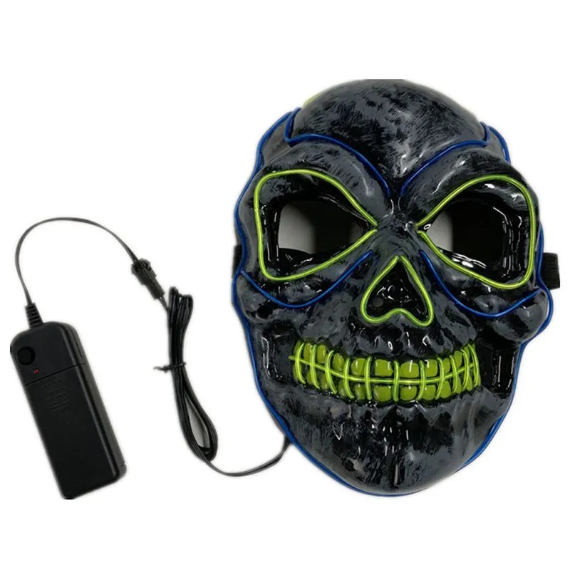 Máscara Led Luminous Scary Skeleton Full Face Cover Halloween
