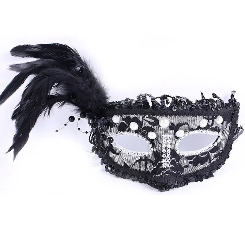Máscara De Penas De Princesa, Capa Plástica De Meia Face, Halloween
