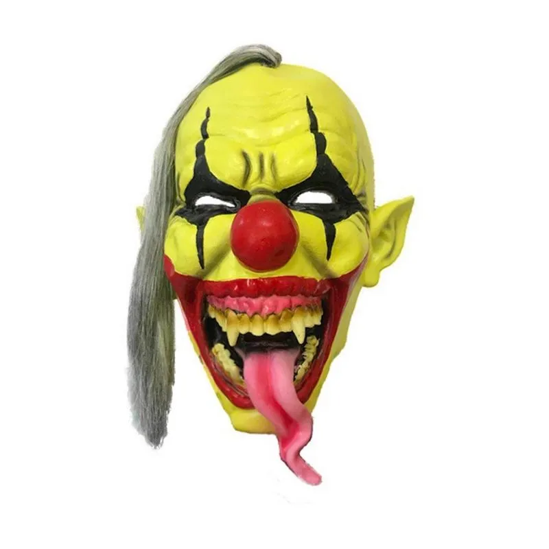 Máscara De Palhaço De Língua Comprida, Látex, Traje De Halloween Para Rosto Inteiro