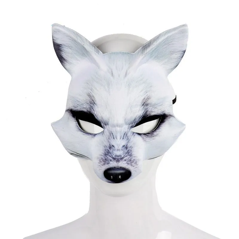 Máscara White Fox Eva Half Face Half Face Cosplay Party